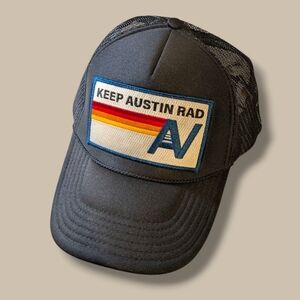 Aviator Nation Black Keep Austin Rad Vintage Trucker Hat Unisex Mesh Adjustable